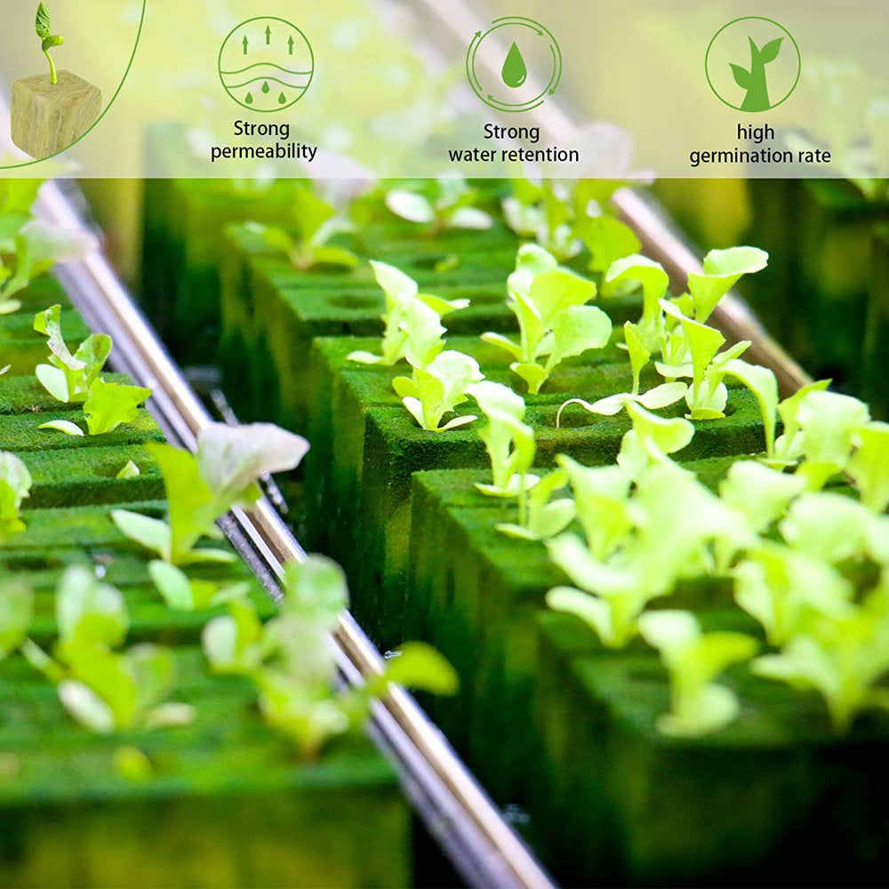 1 Inch 4 Sheets Rockwool Cubes 200 Cubes Starter Plugs for Soilless Cultivation Seedlings Cuttings Clone Plants Hydroponics Germination Start