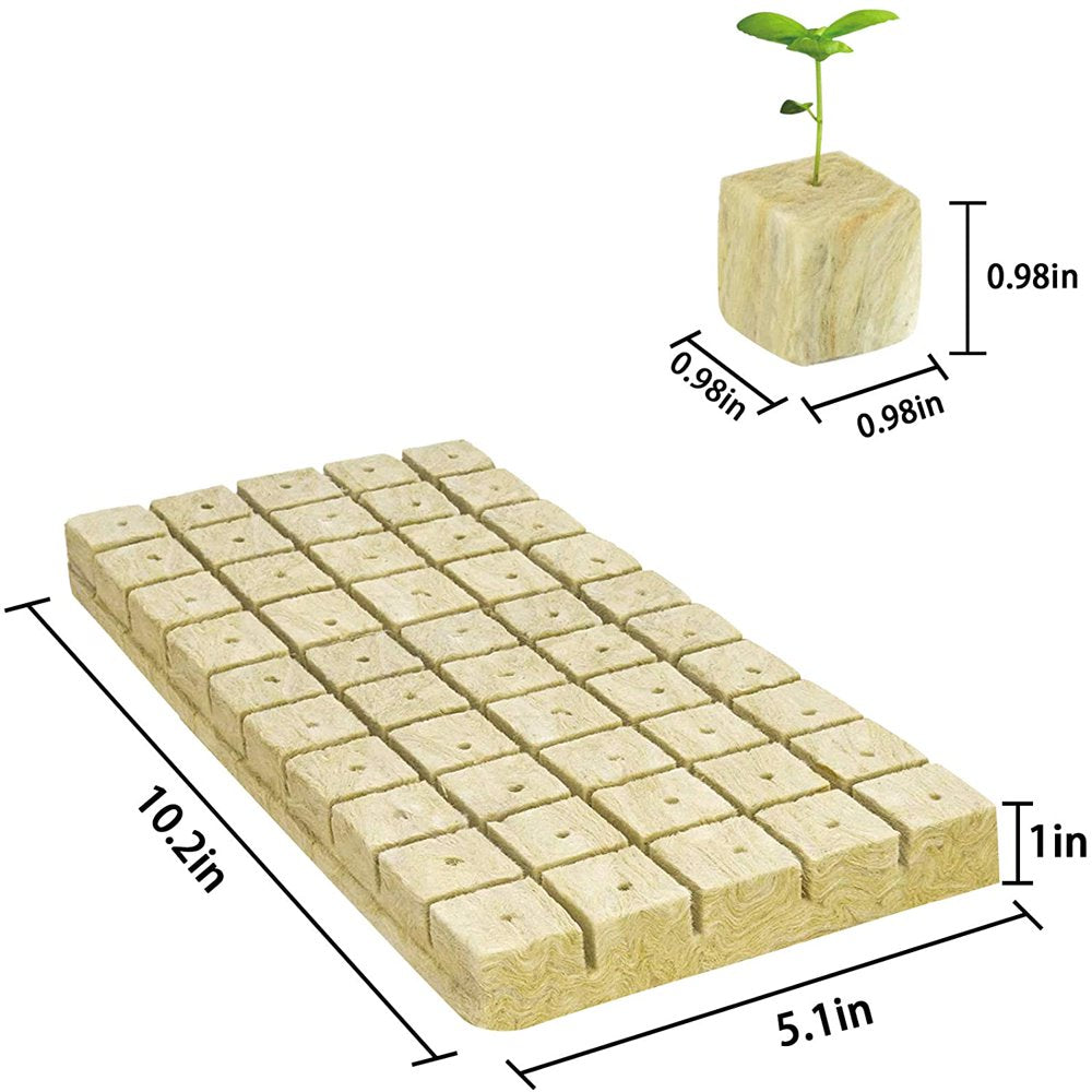 1 Inch 4 Sheets Rockwool Cubes 200 Cubes Starter Plugs for Soilless Cultivation Seedlings Cuttings Clone Plants Hydroponics Germination Start