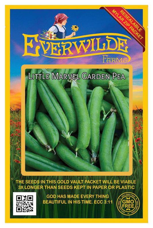 - 100 Little Marvel Garden Pea Seeds - Gold Vault Jumbo Bulk Seed Packet