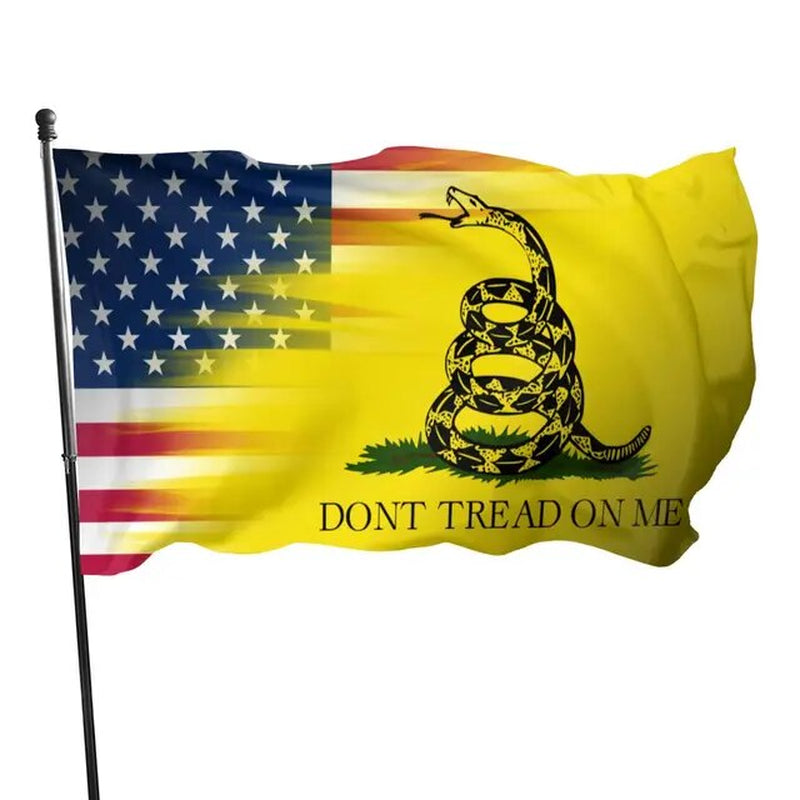 Don'T Tread on Me Gadsden Flag Vivid Color Yellow Double Stitched Tea Party Flag Banners with Brass Grommets Festival Home Decor