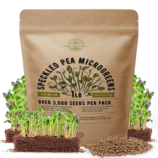 Speckled Pea Sprouting & Microgreens Seeds - Non-Gmo, Heirloom Seeds Kit in Bulk 1Lb Resealable Bag for Planting & Growing Microgreens in Soil, Coconut Coir, Garden, Sprouting Tray, Hydroponic System