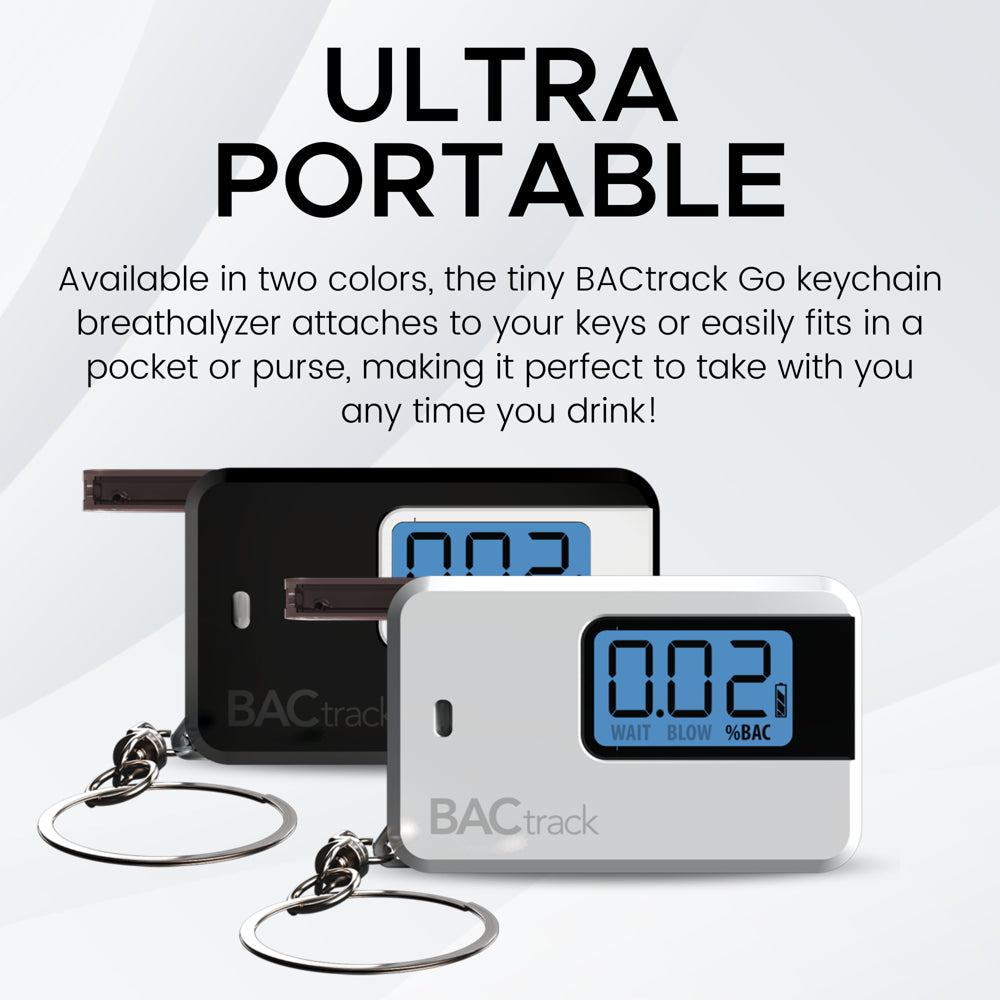 Go Keychain Breathalyzer (White) | Ultra-Portable Pocket Keyring Alcohol Tester for Personal Use