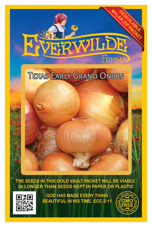 - 500 Texas Early Grano Onion Seeds - Gold Vault Jumbo Bulk Seed Packet