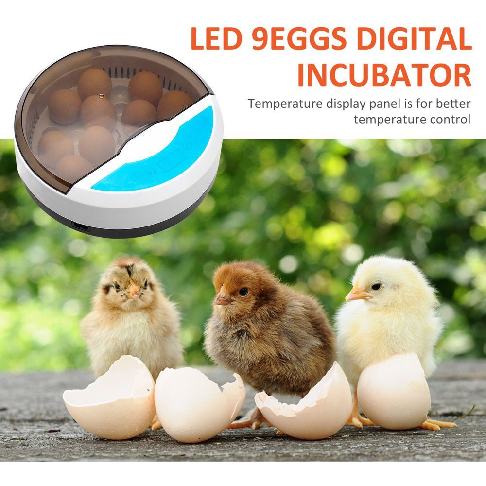 Egg Incubator for Hatching Eggs, 9 Eggs Full Automatic Incubator, Led Candler, Temperature Humidity Control Incubator for Hatching Chicken, Ducks, Birds & More