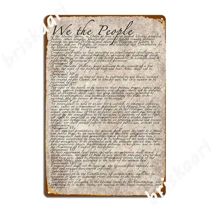 Us Constitution United States Bill of Rights Metal Sign Create Club Wall Plaque Club Bar Tin Sign Poster