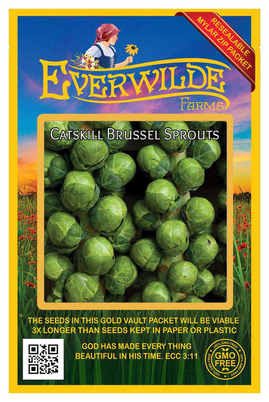 - 500 Catskill Brussel Sprouts Seeds - Gold Vault Jumbo Bulk Seed Packet