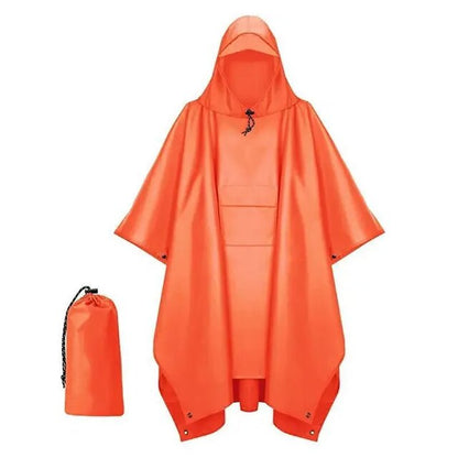 3 in 1 Raincoat Portable Multifunctional Outdoor Hooded Rain Poncho Hiking Poncho Raincoat Waterproof Outdoor Camping Tent Mat