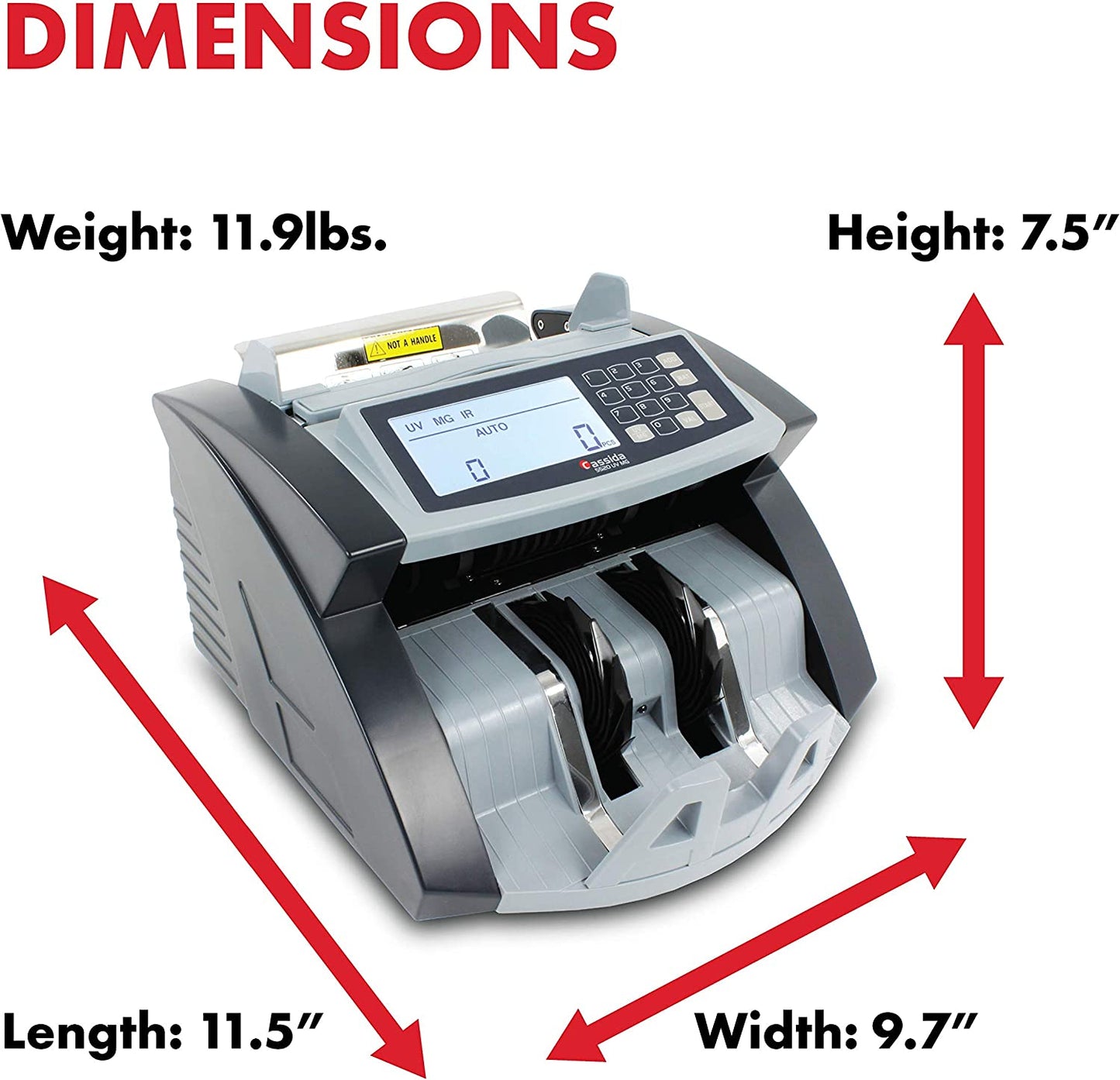 Cassida 5520 UV/MG - USA Money Counter with Valucount, UV/MG/IR Counterfeit Detection, Add and Batch Modes - Large LCD Display & Fast Counting Speed 1,300 Notes/Minute