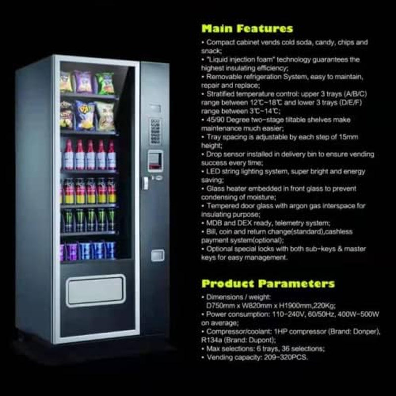 EPEX Beverage Combo Vending Machine with Stratified Temp Control