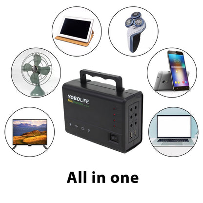 12V Portable Solar Generator with Solar Panel,Included 4 Sets LED Lights,Solar Power,Portable Power Station, for Outdoor Camping, Home Emergency Power Supply, Hurricane, Fish