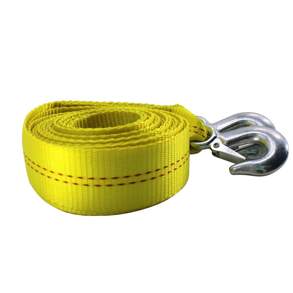 (R) 4.5 Ton 2 Inch X 20 Ft. Polyester Tow Straps Ropes with 2 Hooks 10000Lbs