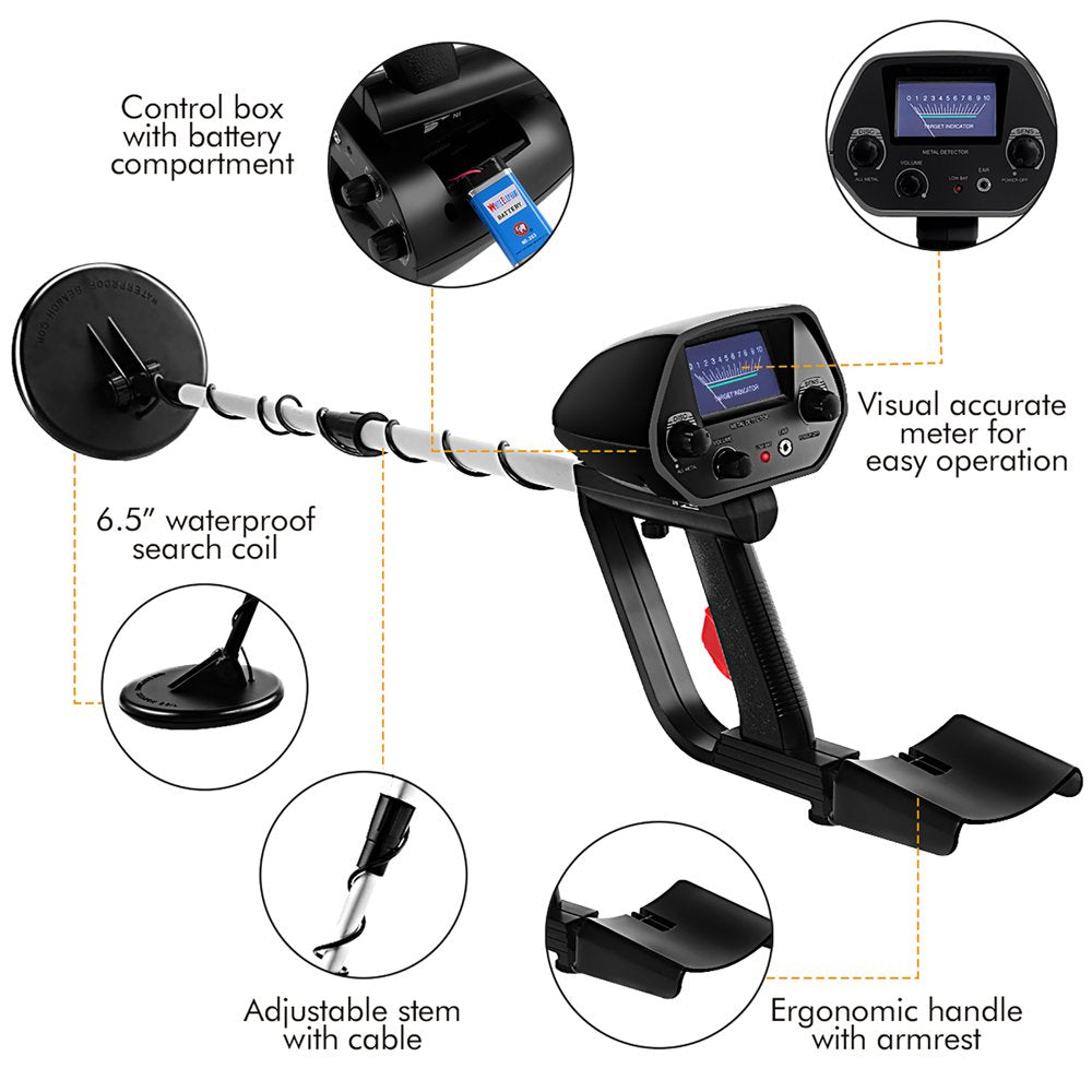 Waterproof Metal Detector Deep Sensitive Search Gold Digger Hunter 6.5'' MD-4030