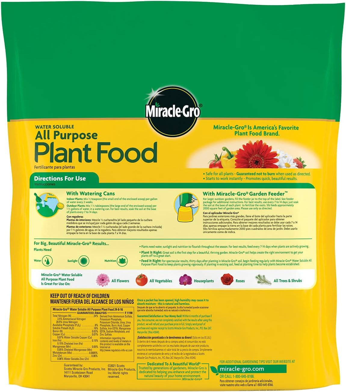 Water Soluble All Purpose Plant Food, 24-8-16, Instantly Fertilizes Plants, Waterproof Bag - 5 Lb.