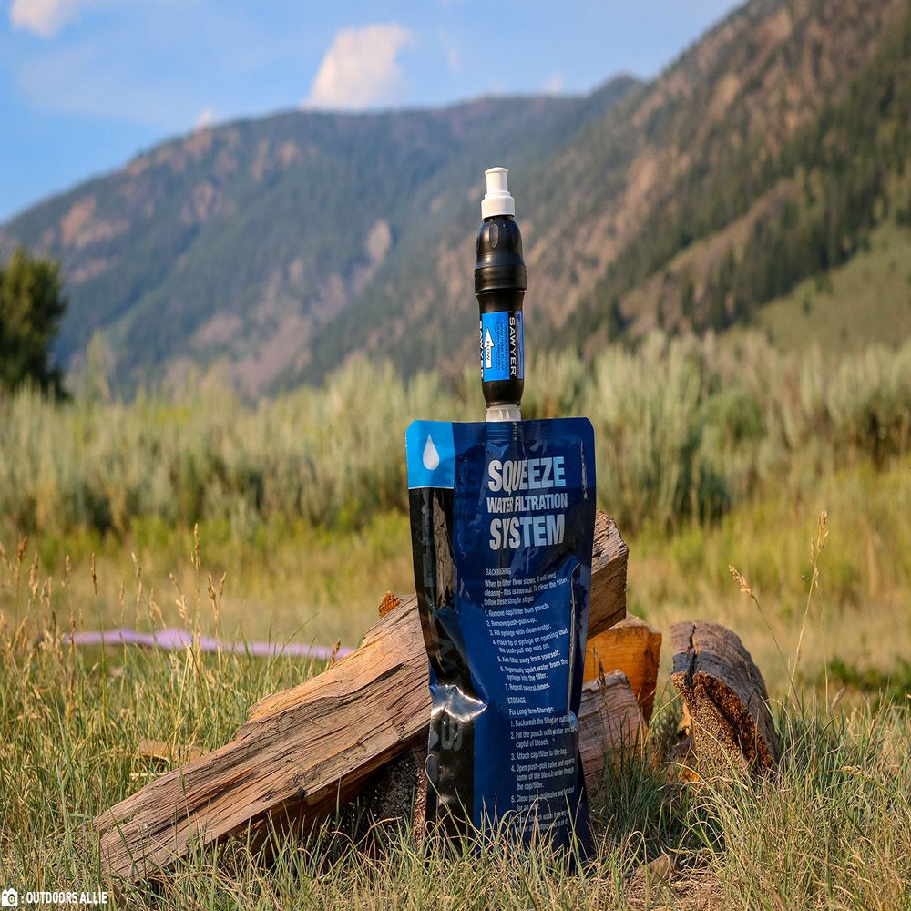 Water Filtration System W/ Two 32Oz Squeeze Pouches, Straw, and Hydration Pack Adapter