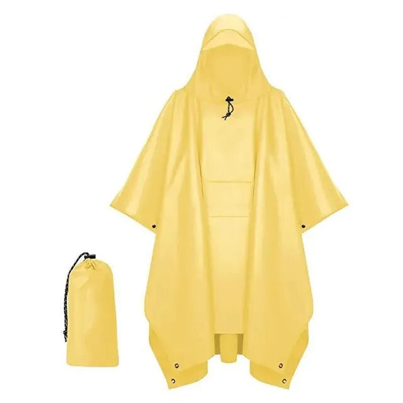 3 in 1 Raincoat Portable Multifunctional Outdoor Hooded Rain Poncho Hiking Poncho Raincoat Waterproof Outdoor Camping Tent Mat