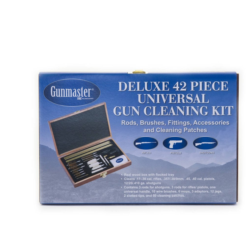 DAC Gunmaster 42 Piece Deluxe Universal Cleaning Kit in Wooden Case for .17 Caliber and Larger Firearms