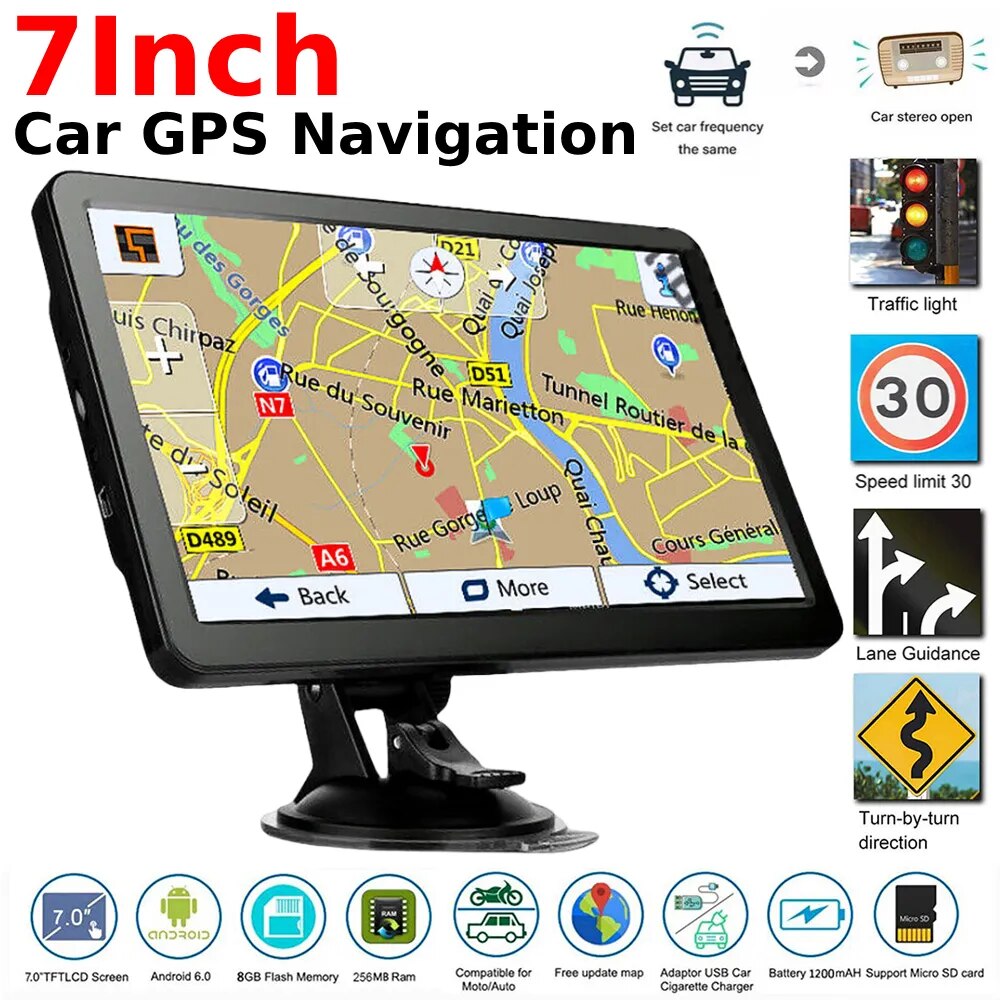 7/5 Inch Car GPS Navigation Touch Screen 256MB+8G HD Car GPS Navigator EU AU US FM Vehicle GPS Navigators Automotive Accessories