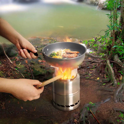 Portable Outdoor Camping Stove Wood Burning Mini Lightweight Stainless Steel Stove Picnic BBQ Cooker Travel Adventure Tools