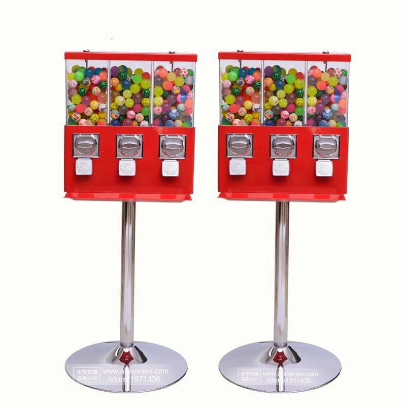 Triple Head Gum Capsule Ball Stand Kids Game Machine Shopping Malls Coin Operated Candy Dispenser Gashapon Toy Vending Machine