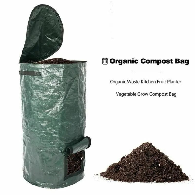 1 Pc Collapsible Garden Yard Compost Bag with Lid Environmental Organic Ferment Waste Collector Refuse Sacks Composter