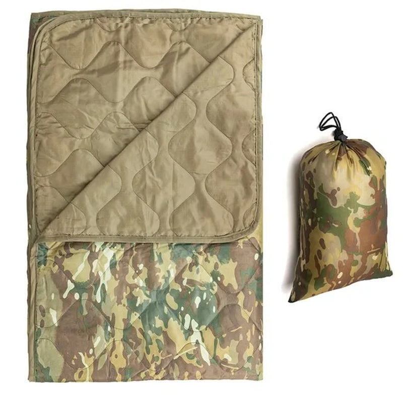 Tactical Army Poncho Liner Camouflage Water Repellent Woobie Quilted Blanket Suitable for Camping, Shooting, Hunting