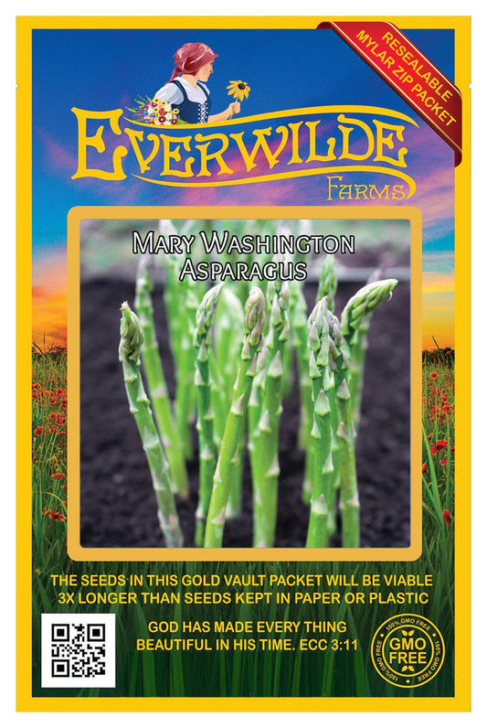 - 100 Mary Washington Asparagus Seeds - Gold Vault Jumbo Bulk Seed Packet
