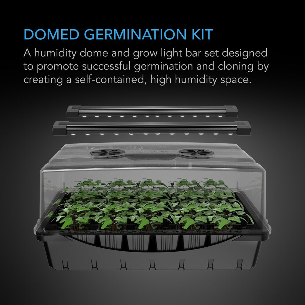 Humidity Dome, Germination Kit with LED Grow Light Bars, Sturdy Drip Tray, 5X8 Cell Seedling Tray, and Vented Height Extension Panels, for Indoor Gardening, Seed Starting, Cloning Plants