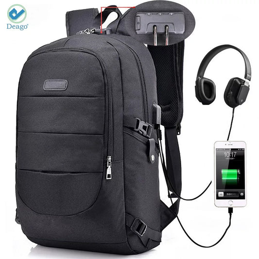 Laptop Backpack, Business anti Theft with Lock Waterproof Travel Backpack with USB Charging Port for Laptops up to 17 Inches (Black)