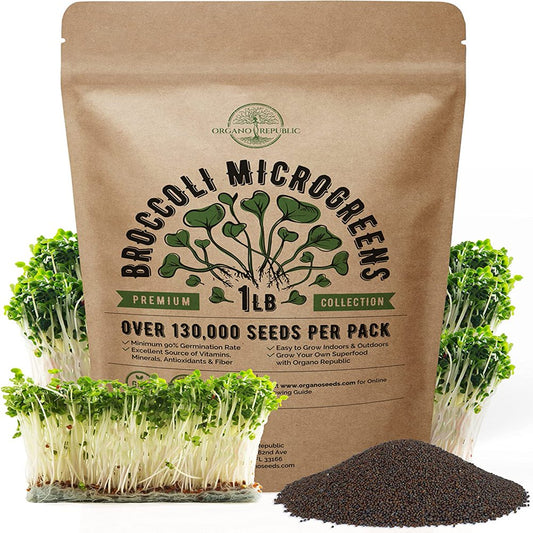 Broccoli Sprouting & Microgreens Seeds - Non-Gmo, Heirloom Sprout Seeds Kit in Bulk 1Lb Resealable Bag for Planting & Growing Microgreens in Soil, Coconut Coir, Garden, Aerogarden & Hydroponic System.