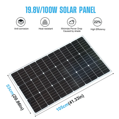 18V 100W 200W 400W Waterproof New Rigid Solar Panel Set Controller for Home Charge 12V Car Battery Monocrystalline 