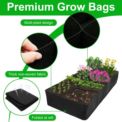 Garden Raised Planting Bed 8 Grids Reusable Fabric Raised Garden Bags Portable Rectangle Grow Bag Large Vegetable Planting Bag