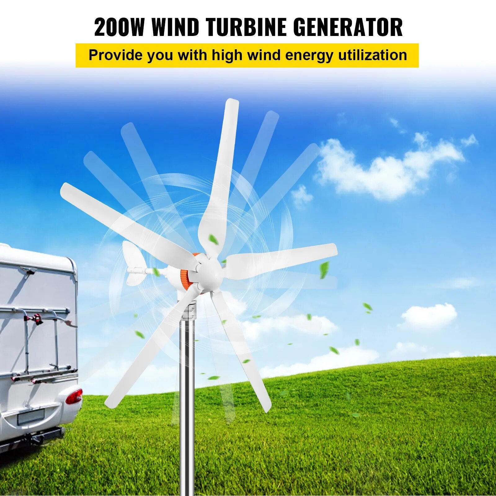 Wind Turbine Generator 400W 5 blades with Mppt/Charge Controller Windmill RV Yacht Farm Small Wind Generator Home Use