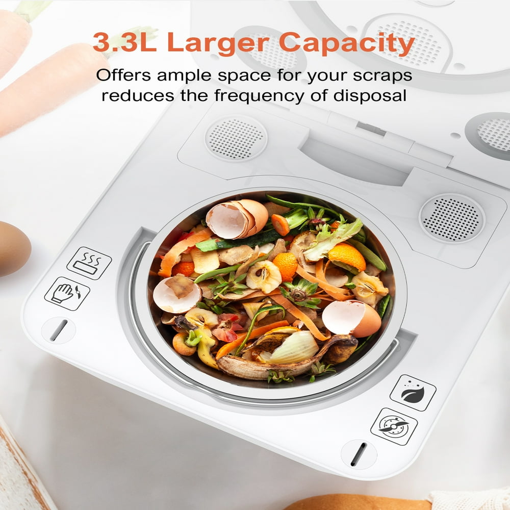 World'S First Electric Kitchen Composter with Auto Cleaning, 3.3L Large Capacity Food Cycler Compost Bin, Odorless Countertop Compost Year-Round W/ Smart UV Lamp, One-Touch Turn Food Waste to Compost