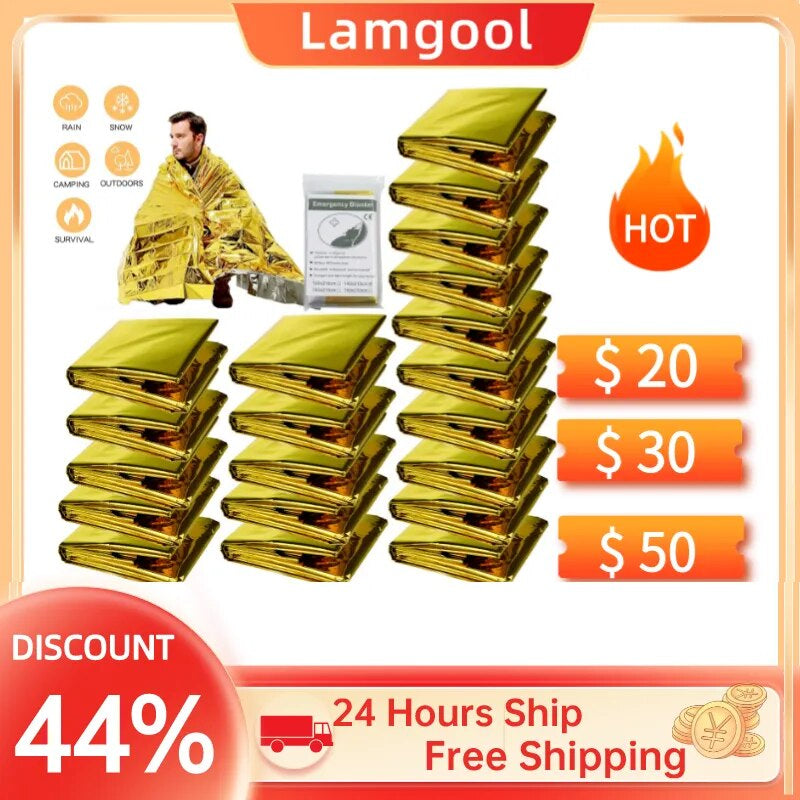 Emergency Blanket Outdoor Survive First Aid Military Rescue Kit Windproof Waterproof Foil Thermal Blanket for Camping Hiking Hot