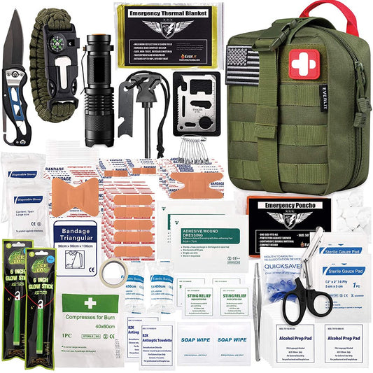 250 Pieces Survival First Aid Kit IFAK Molle System Compatible Outdoor Gear Emergency Kits Trauma Bag for Camping, Hiking Home Car Earthquake and Adventures
