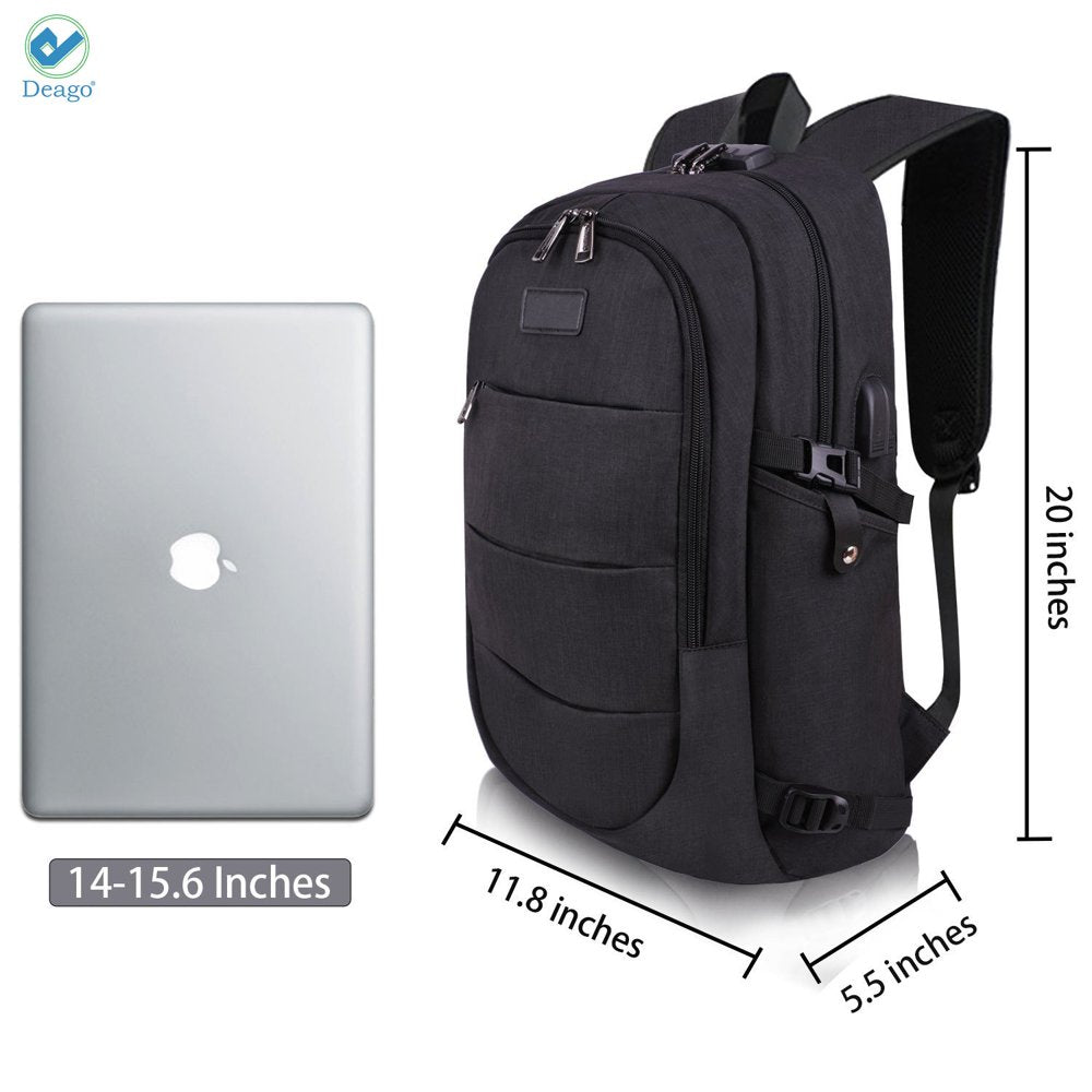 Laptop Backpack, Business anti Theft with Lock Waterproof Travel Backpack with USB Charging Port for Laptops up to 17 Inches (Black)