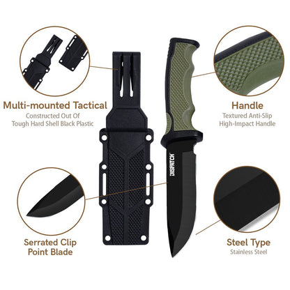 4.2" Hunting Knife, Survival Knife, Fixed Blade Camping Knife with K-Sheath, Rubber ABS Handle for Outdoor