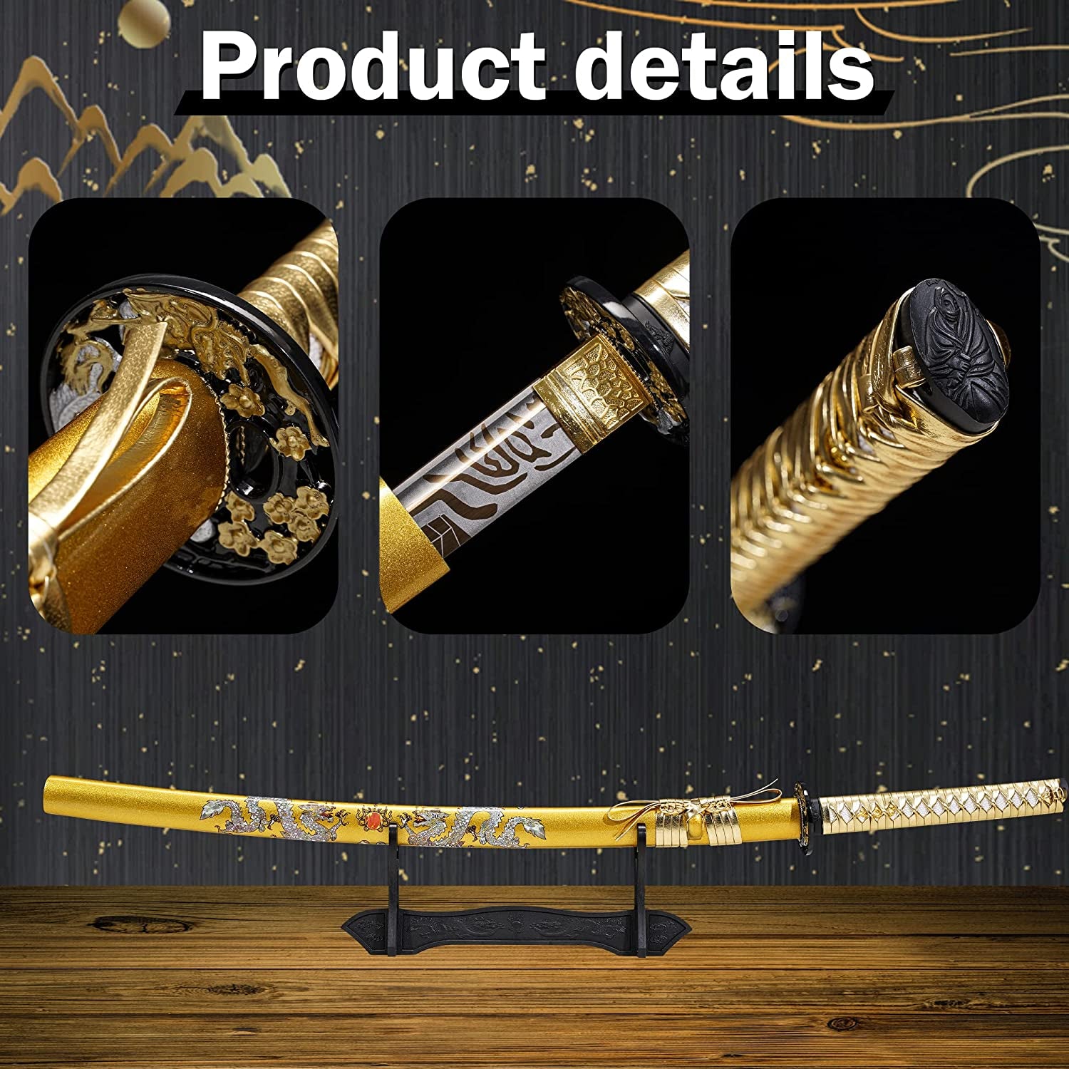 -Samurai Katana Sword Real - Hand Forged 1060 Carbon Steel Blade with Traditional Hardening and Full Tang, for Gift, Cosplay, Collection and Display
