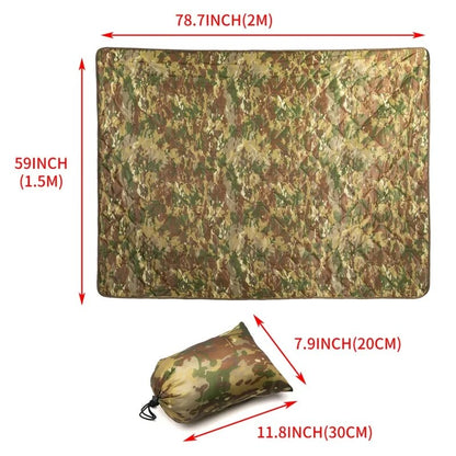 Tactical Army Poncho Liner Camouflage Water Repellent Woobie Quilted Blanket Suitable for Camping, Shooting, Hunting