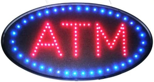 Ultra Bright, High Energy Efficiency (More Leds Less Power) ATM Business Sign (Standard Size 19"X10")
