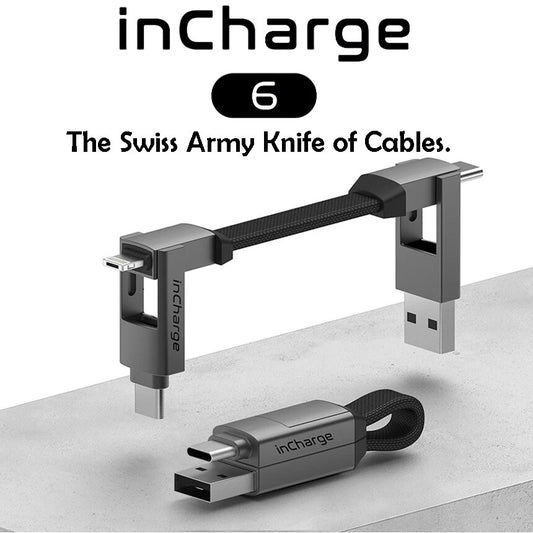 New Incharge 6 Cabel Adapter Data Transfer Power Charge for USB to USB-C Lightning Type-C Micro USB Magnetic Keyring Converter