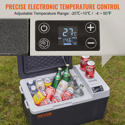 Car Refrigerator 21Qt, 12V Portable Freezer with Single Zone, 12/24V DC & 110-240V AC Electric Cooler with -4℉-50℉ Cooling Range, for Car Truck Vehicle RV Boat Outdoor & Home Use