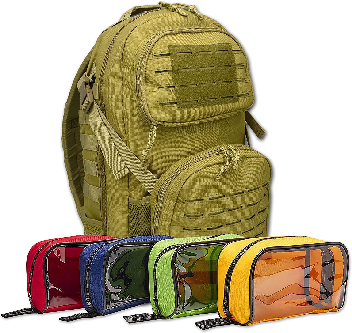 Lightning X Stocked Tactical EMT Trauma First Responder Medical Kit Backpack Desert Tan Hydration Bladder