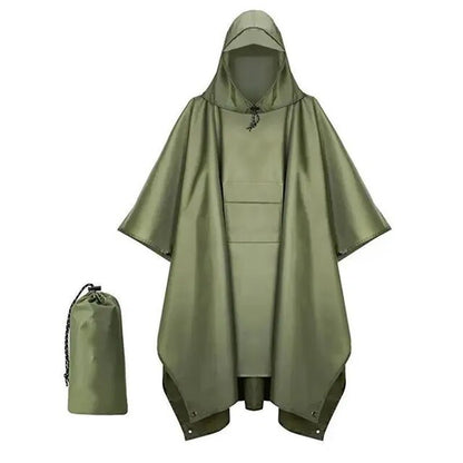 3 in 1 Raincoat Portable Multifunctional Outdoor Hooded Rain Poncho Hiking Poncho Raincoat Waterproof Outdoor Camping Tent Mat